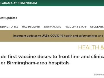 UAB obdrží příští týden 10 725 dávek vakcíny COVID-19 od společnosti Pfizer